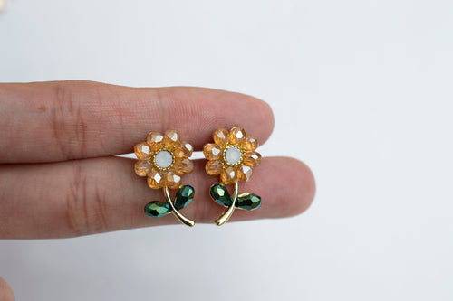 Aretes Flor cristales mini